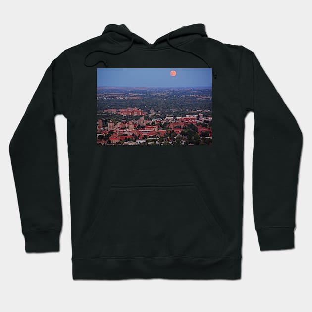 Supermoon rising over Boulder Colorado Hoodie by WayneOxfordPh